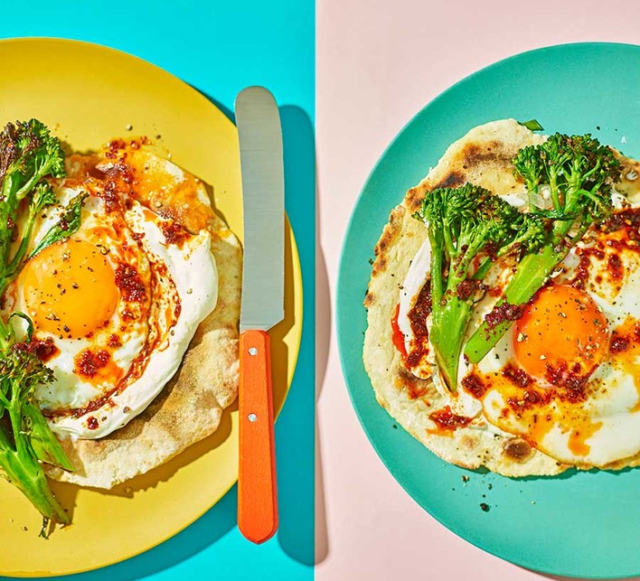 Harissa broccoli & flatbreads