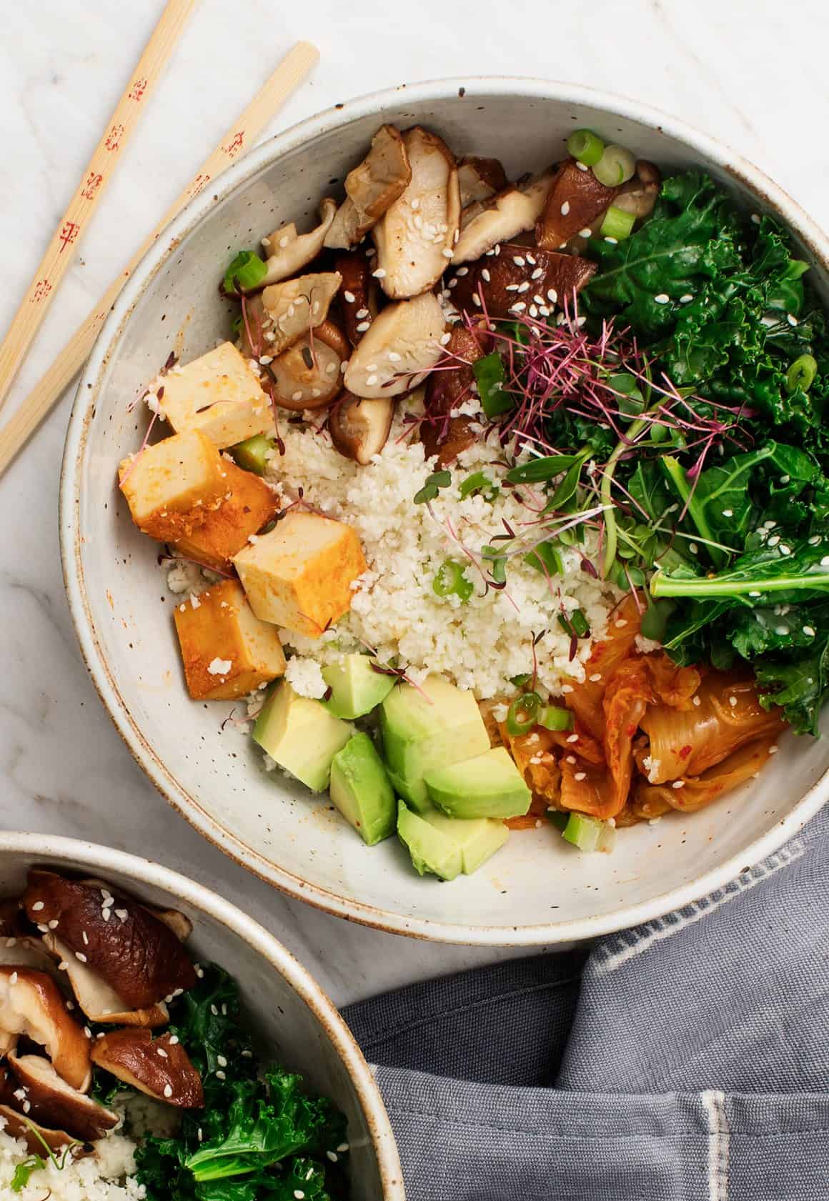 Cauliflower Rice Kimchi Bowls