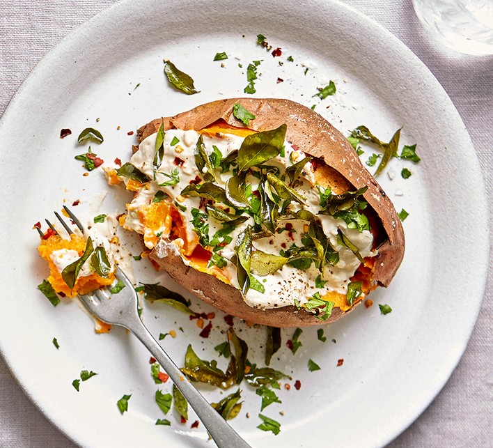 Air fryer baked sweet potatoes